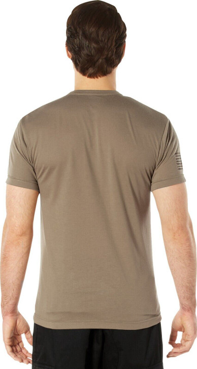 Coyote Brown USMC Eagle, Globe & Anchor US Flag T-Shirt Moisture Wicking Poly Tee