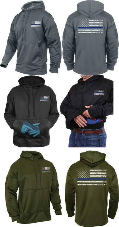 Thin Blue Line USA Flag Hoodie Support Police Concealed Carry TBL Sweatshirt