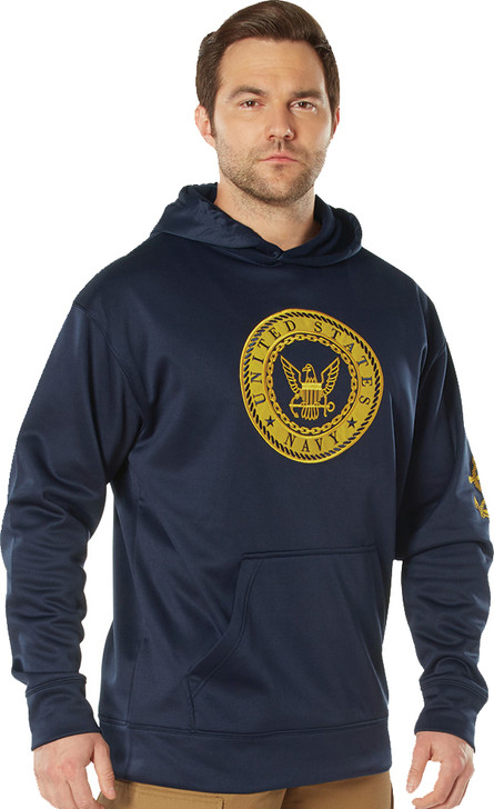 US NAVY Eagle Emblem Logo Hoodie Poly USN US Navy Official Pullover Sweatshirt