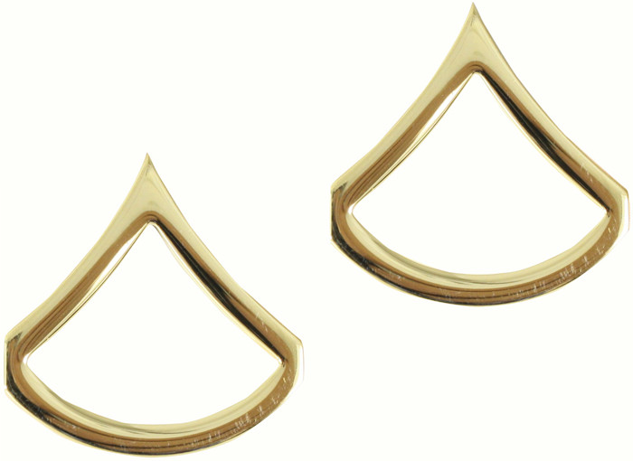 Gold Private First Class United States Army Rank Insignia Pin