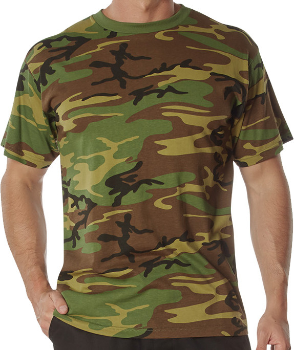 100% Cotton 5oz. Camouflage Short Sleeve T-Shirt Army Fashion Standard Fit Tee