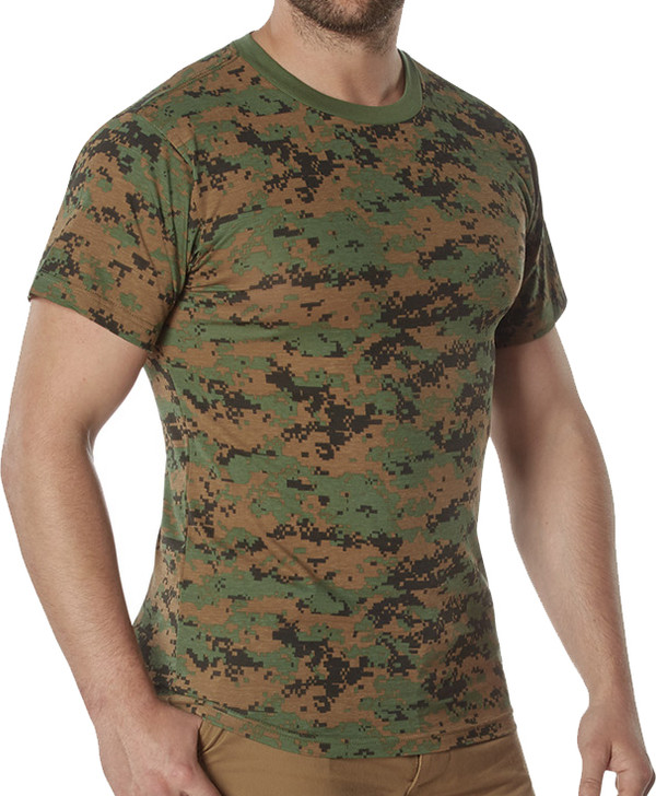 100% Cotton 5oz. Camouflage Short Sleeve T-Shirt Army Fashion Standard Fit Tee