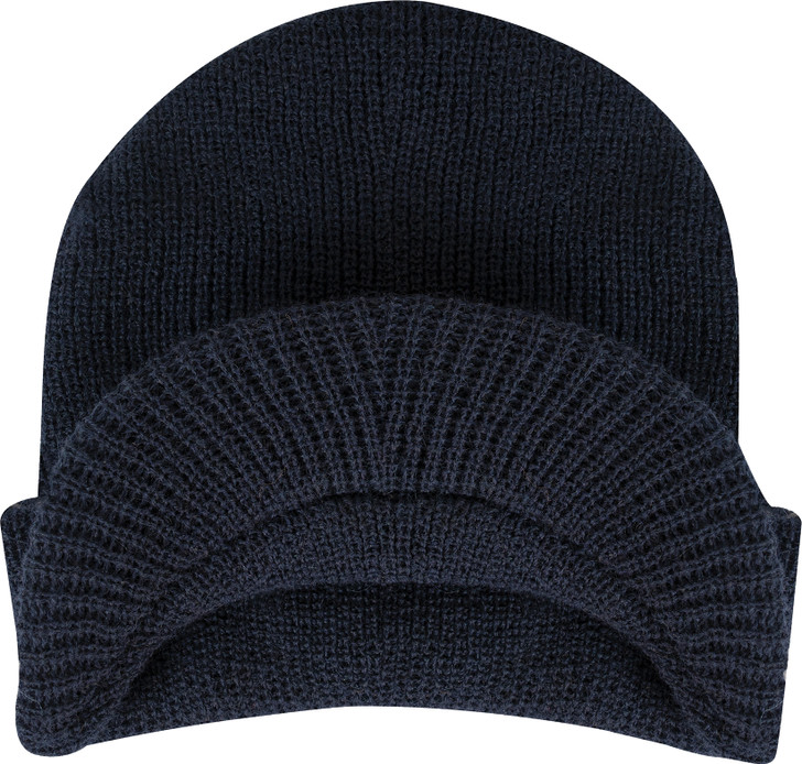 Wool Watch Cap with Brim Beanie Hat with Visor