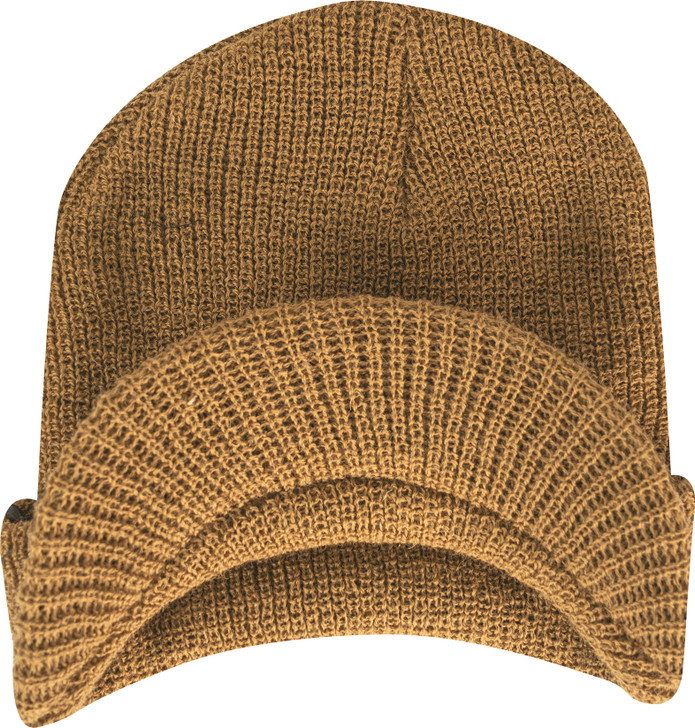 Wool Watch Cap with Brim Beanie Hat with Visor