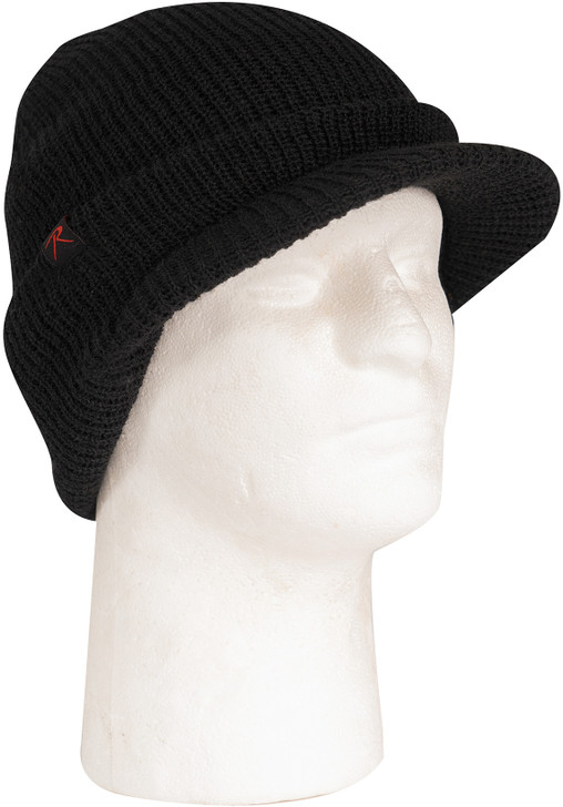 Wool Watch Cap with Brim Beanie Hat with Visor