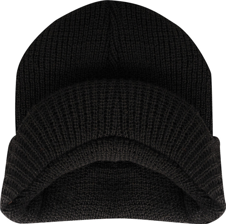 Wool Watch Cap with Brim Beanie Hat with Visor