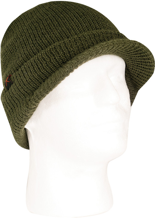 Wool Watch Cap with Brim Beanie Hat with Visor