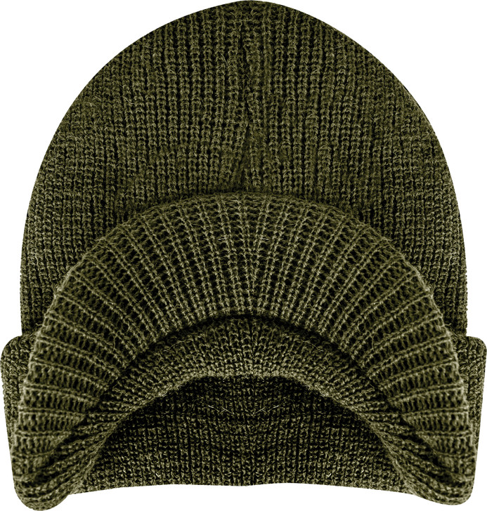 Wool Watch Cap with Brim Beanie Hat with Visor
