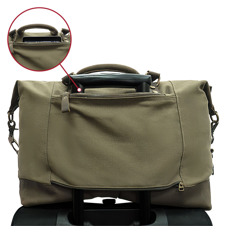 Olive Drab - Vintage Carry-On Travel Bag - Duffle with Trolley Sleeve