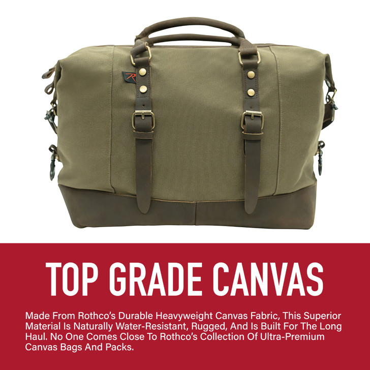 Olive Drab - Vintage Carry-On Travel Bag - Duffle with Trolley Sleeve