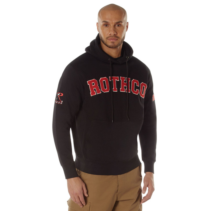 Black - Rothco 1953 Embroidered Every Day Hoodie – Pullover Hooded Sweatshirt with Graphics and Logo Sleeve