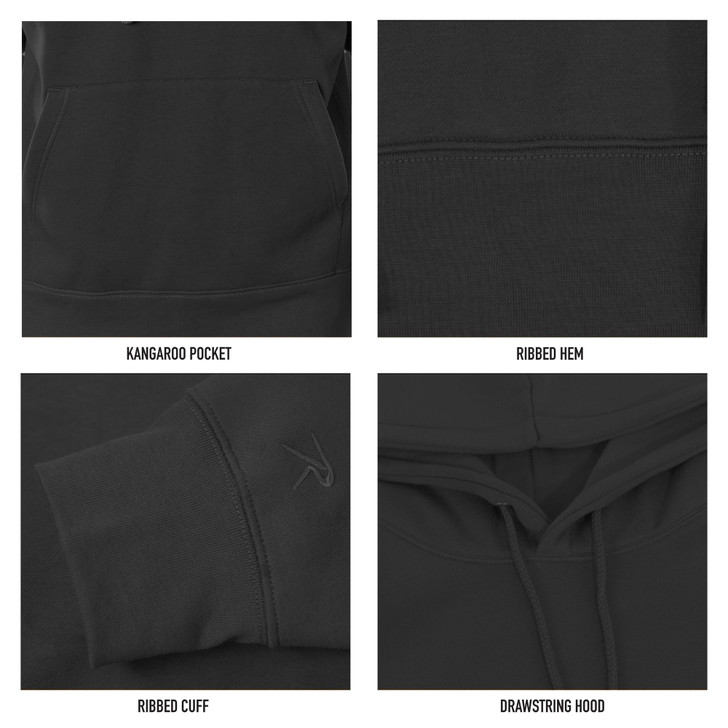 Black - Rothco 1953 Embroidered Every Day Hoodie – Pullover Hooded Sweatshirt with Graphics and Logo Sleeve