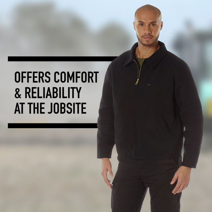 Men's Heavyweight Canvas Work Jacket Water Resistant Workwear Jacket with Lining
