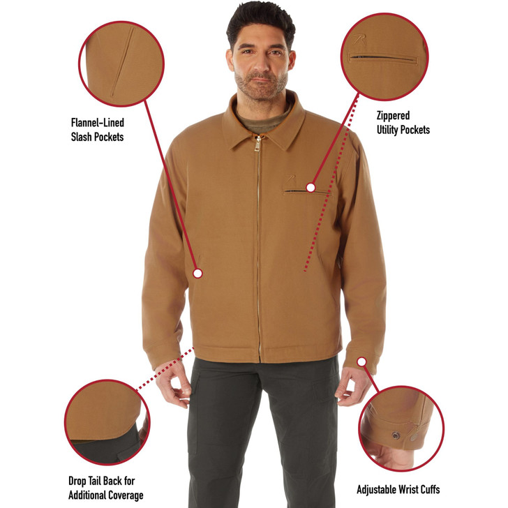 Men's Heavyweight Canvas Work Jacket Water Resistant Workwear Jacket with Lining