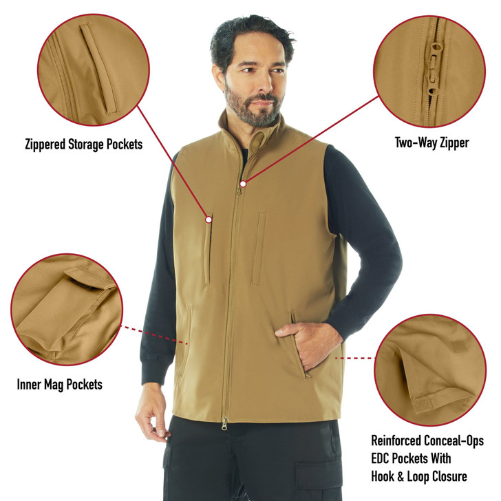 Conceal-Ops V2 Soft Shell Vest–Waterproof Tactical Vest For Duty and Casual Wear