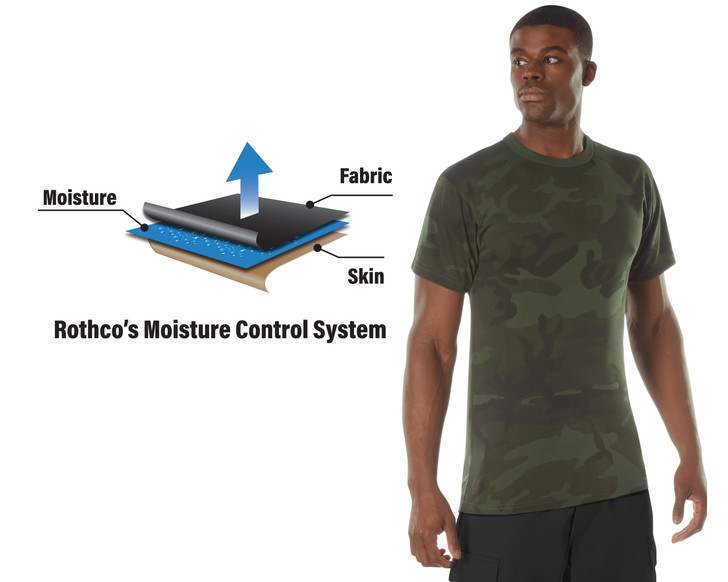Men's Camouflage Moisture Wicking T-Shirt Tactical Workout Crew Neck Comfy Tee