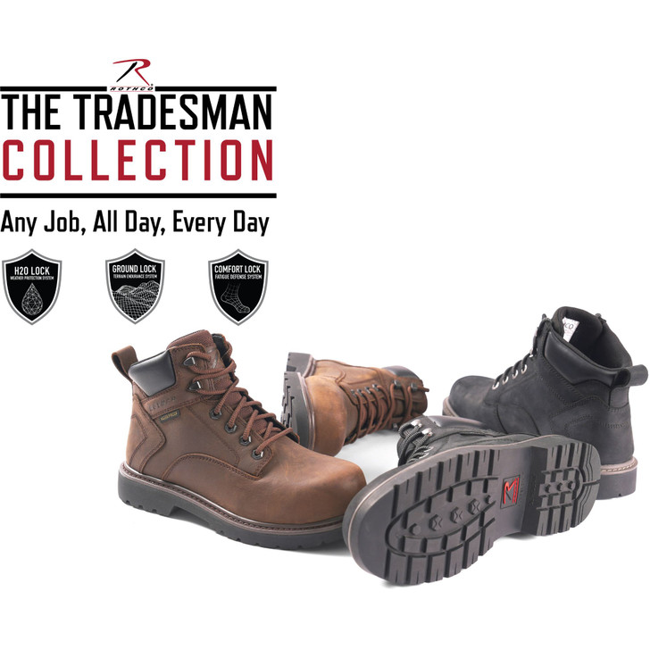 Men's Waterproof Tradesman 6 Inch Work Boots – Lightweight Shoes with Fatigue Defense System
