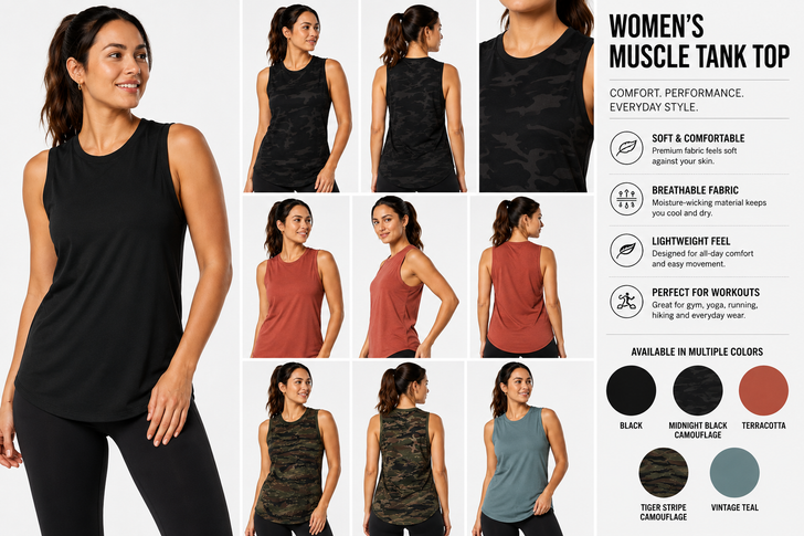 Women's Essential Sleeveless Tank Top | Soft Breathable Crew Neck Workout Shirt
