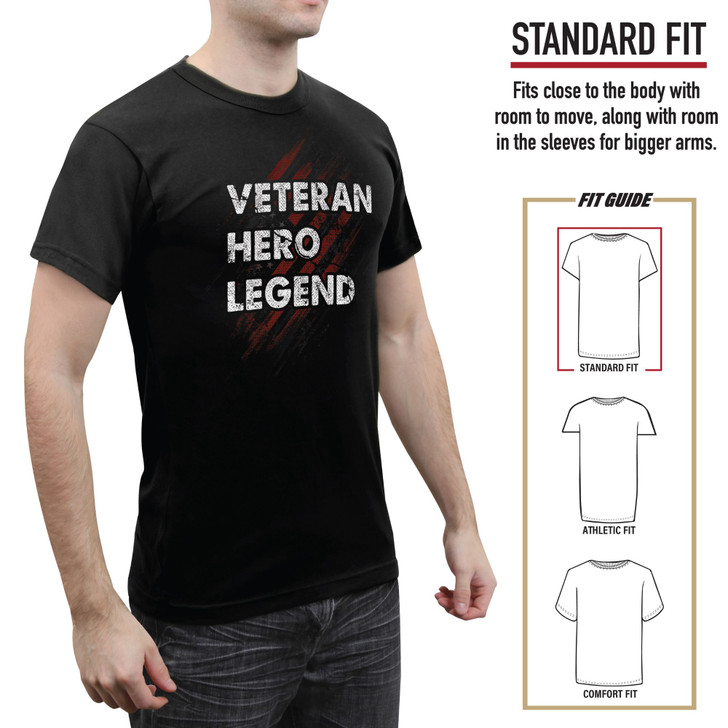 Men’s Veteran Hero Legend US Flag T-Shirt Patriotic Short Sleeve 100% Cotton Tee