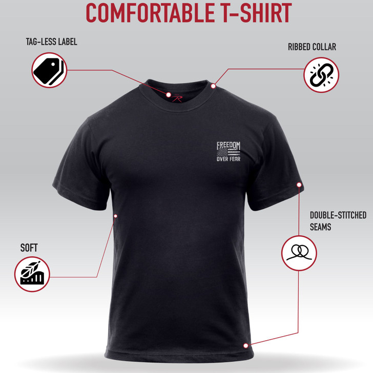 Men’s Short Sleeve Freedom Over Fear T-Shirt – Graphic US Flag Crew Neck Shirt
