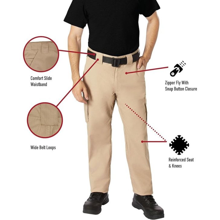 Tactical Deployment Cargo Pants – Rip-Stop Zipper Fly 6 Pocket Water-Resistant Work Duty Trousers