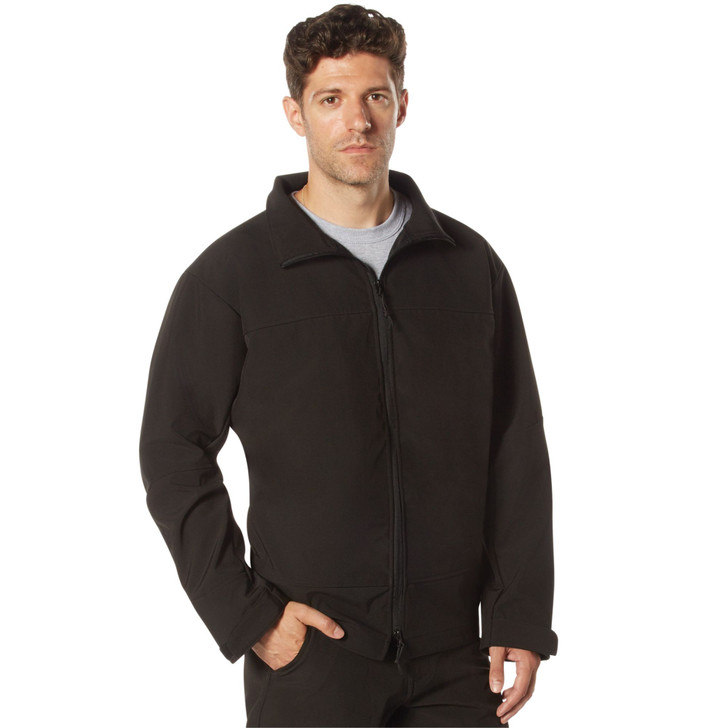 Black Covert Ops Concealed Carry Soft Shell Jacket - Water-Resistant CCW Jacket