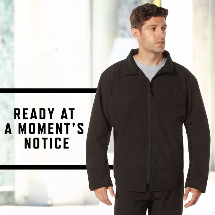 Black Covert Ops Concealed Carry Soft Shell Jacket - Water-Resistant CCW Jacket