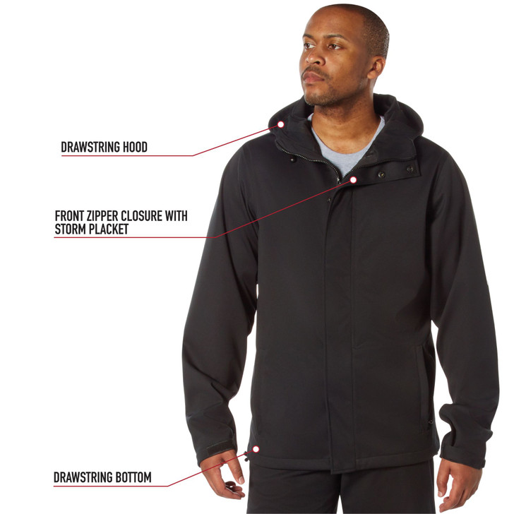Black Shadow Ops Waterproof Rain Jacket - Ultra-Light High-Performance Rain Coat