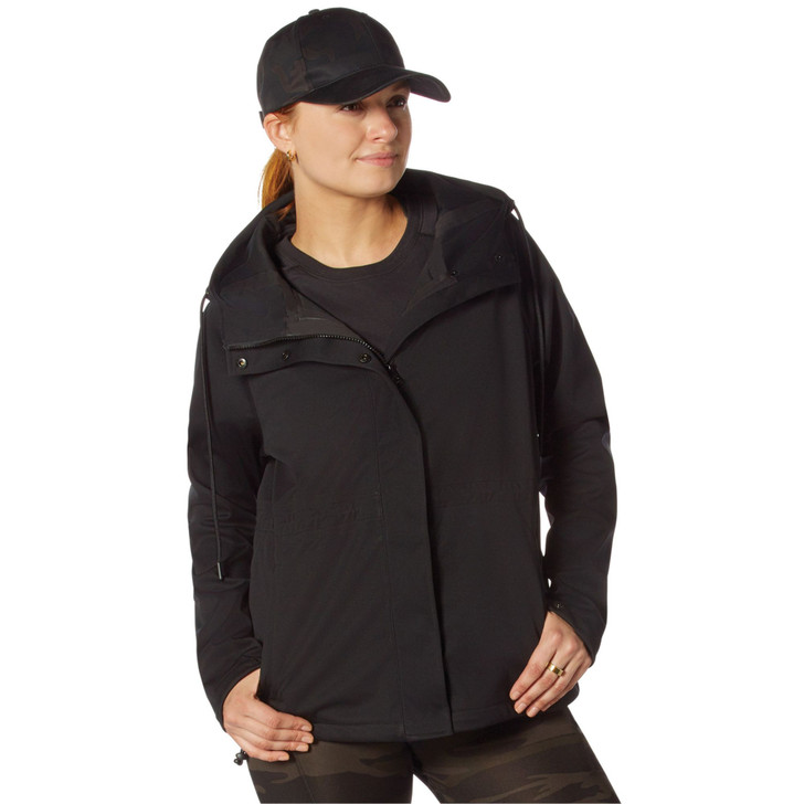 Black Womens Shadow Ops Waterproof Rain Jacket - Ultra-Light Rain Coat