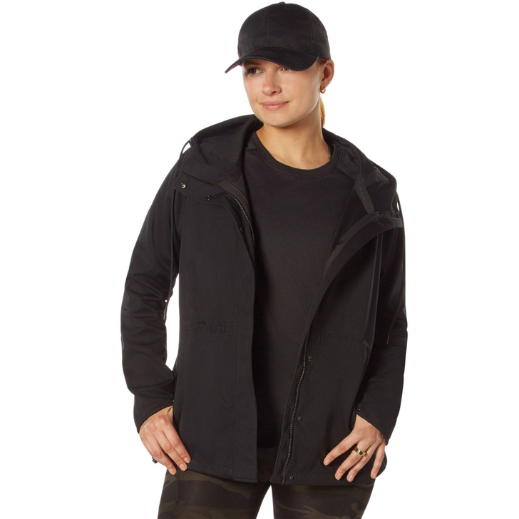 Black Womens Shadow Ops Waterproof Rain Jacket - Ultra-Light Rain Coat