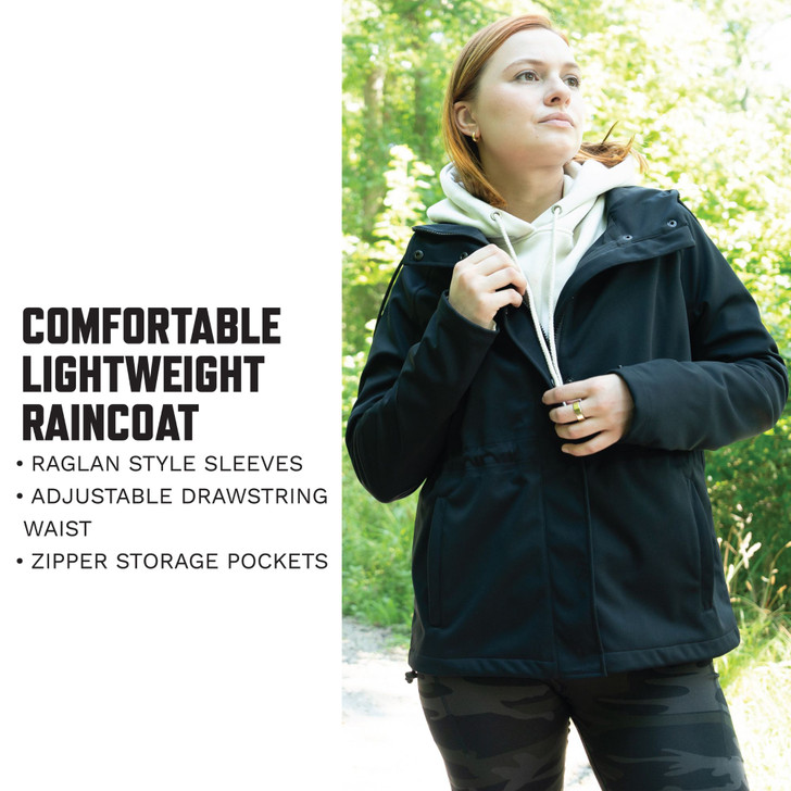Black Womens Shadow Ops Waterproof Rain Jacket - Ultra-Light Rain Coat