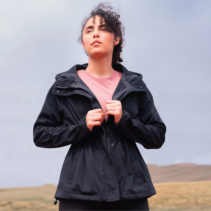 Black Womens Shadow Ops Waterproof Rain Jacket - Ultra-Light Rain Coat