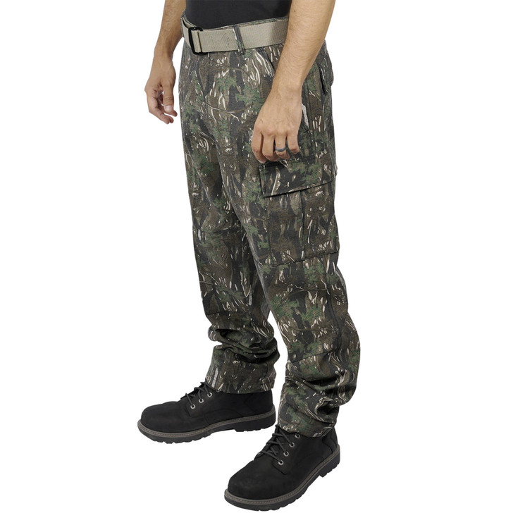 Men's Denim BDU 6 Pocket Camo Cargo Pants - 100% Cotton Denim Outdoors Trousers