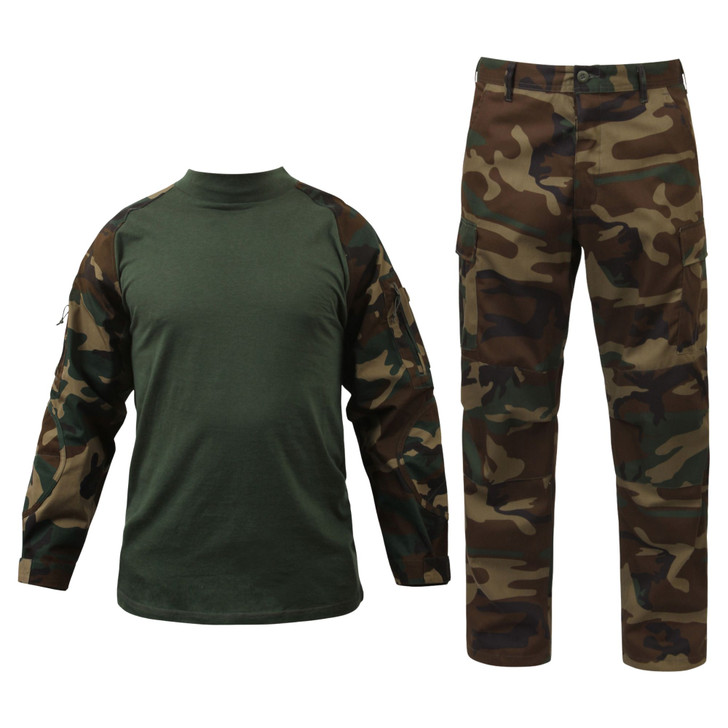 Men's Tactical Airsoft Combat Uniform Set, Military Combat Shirt & BDU Pants