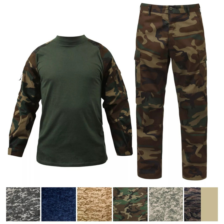 Men's Tactical Airsoft Combat Uniform Set, Military Combat Shirt & BDU Pants