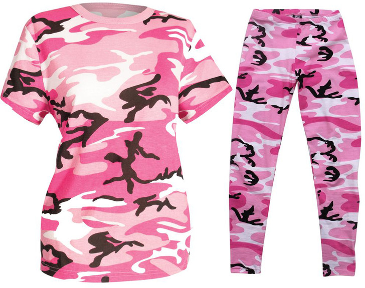 Women's Camo Long Length T-Shirt and Leggings Set
