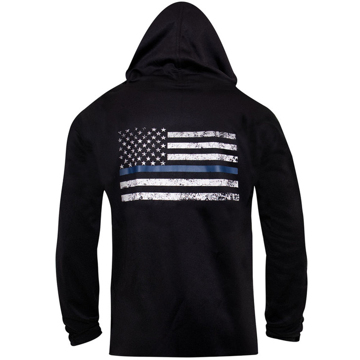 Black Concealed Carry Thin Blue Line Zippered Hoodie US Flag Sweatshirt