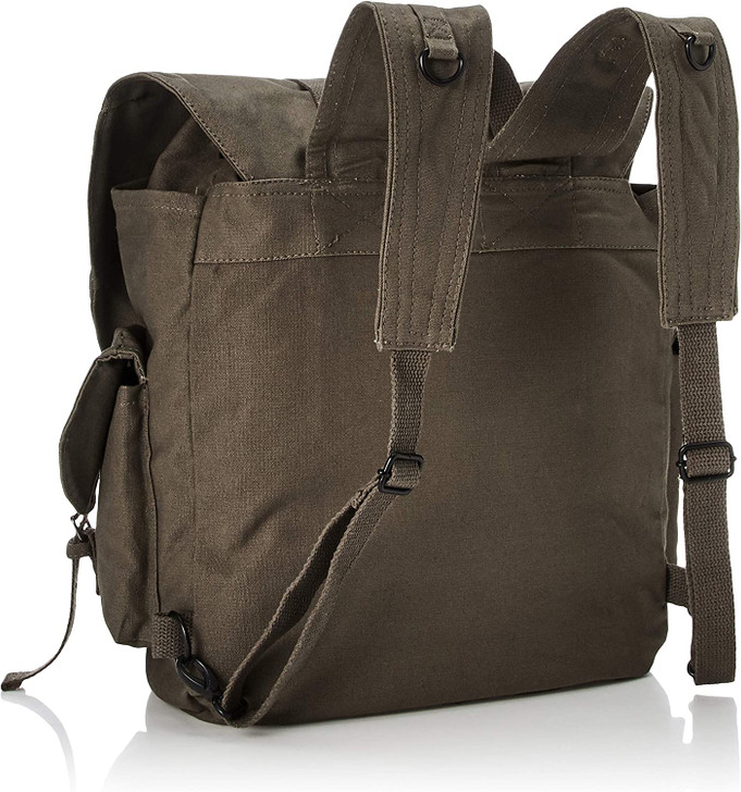 Olive Drab Weekender Backpack – Large Vintage Canvas Military-Style Black Star Rucksack