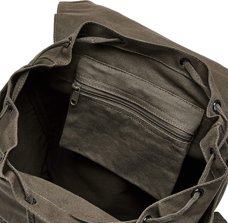 Olive Drab Weekender Backpack – Large Vintage Canvas Military-Style Black Star Rucksack