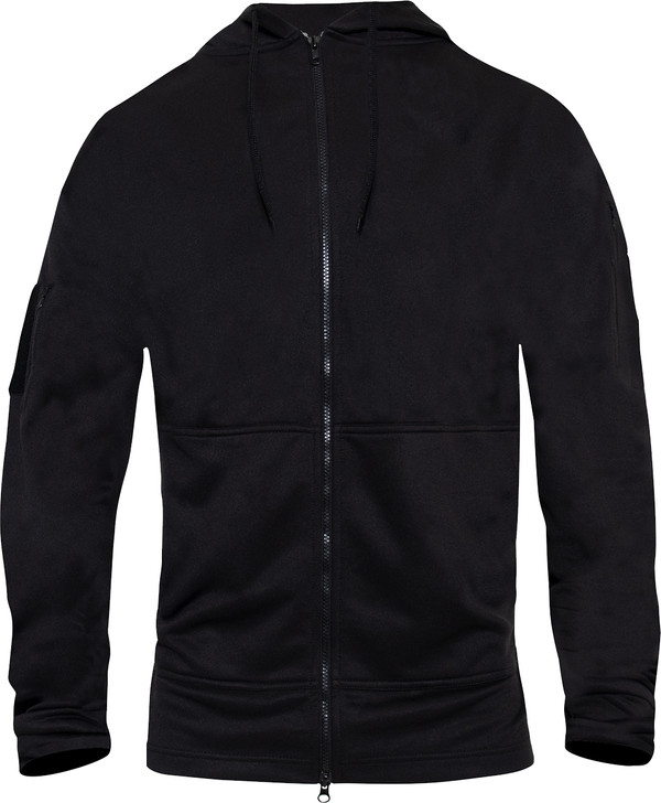 Black Concealed Carry CCW Sweatshirt Tactical Full Zip Large Pocket Hoodie