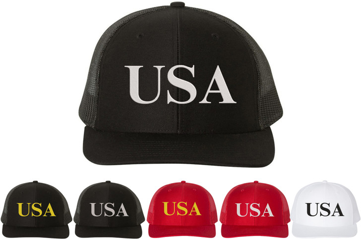 USA Embroidered Trucker Hat | Donald Trump United States Patriotic Mesh Back Cap for Men & Women