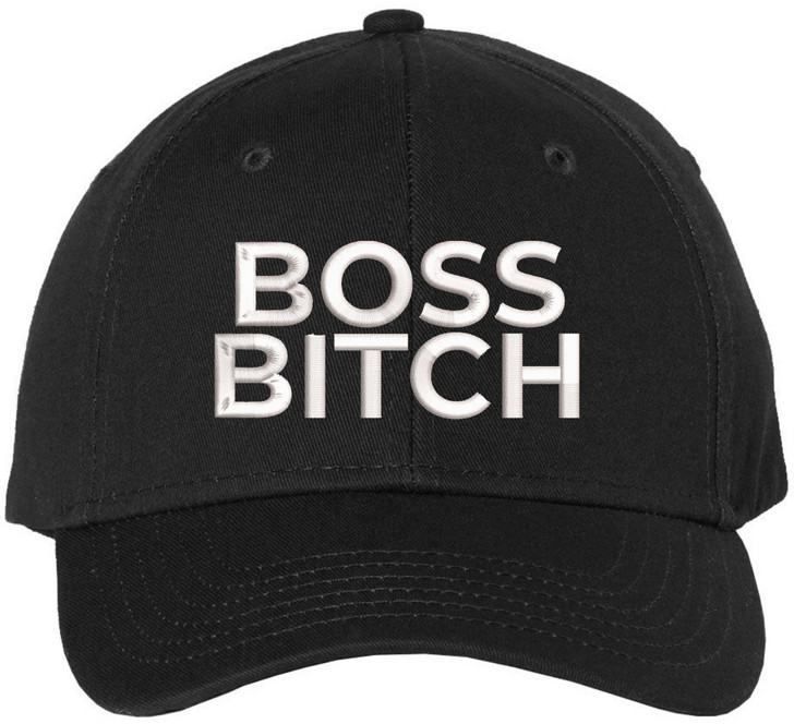 Boss Bitch Female Embroidered Graphic Baseball Cap | Funny Empowering Hat for Women, Girl Boss Gift, Feminist Statement Headwear, Black