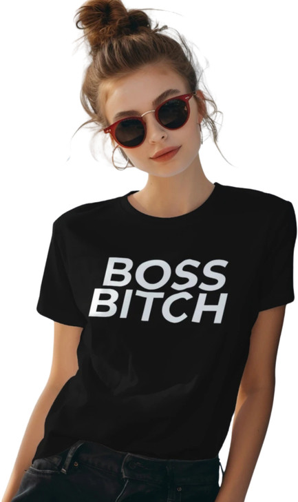 Boss Bitch Female Graphic Printed Tee – Funny Empowering T-Shirt for Women, Girl Boss Gift, Feminist Statement Shirt, Black