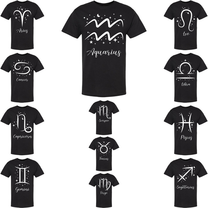 Zodiac sign printed short sleeve crewneck t-shirt