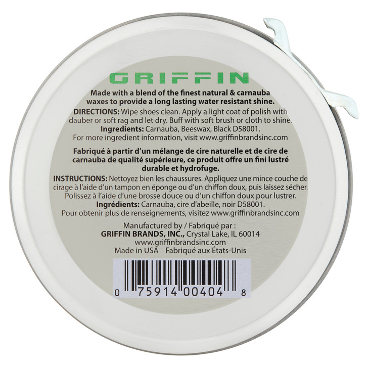 Griffin Black Military Shine Shoe Polish - Water-Resistant Military Shine Polish 1.125 Oz