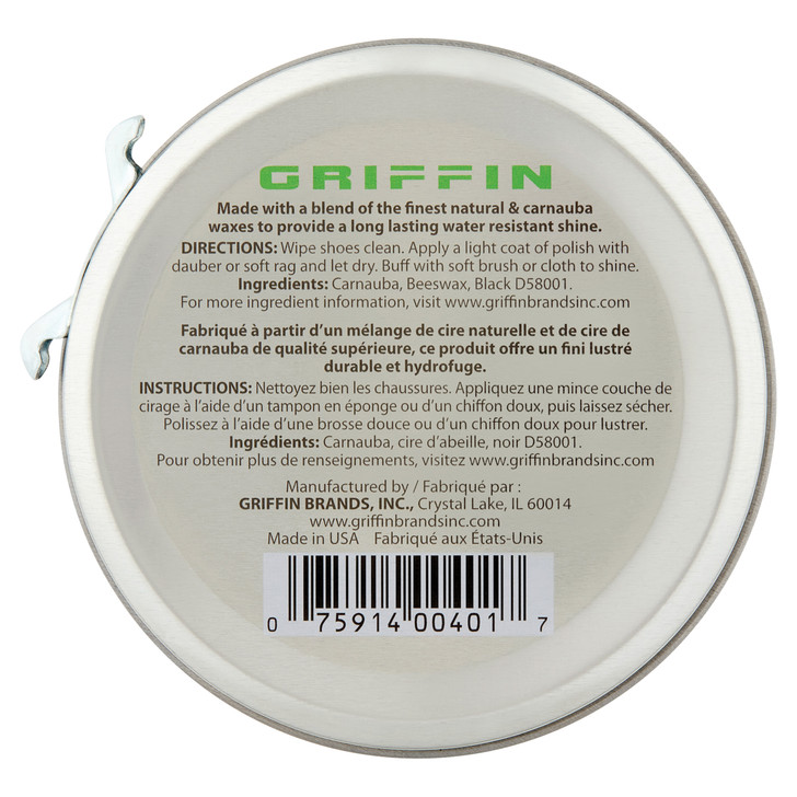 Griffin Black Shoe Polish – Water-Resistant Leather Shoe Polish 1.125 Oz 