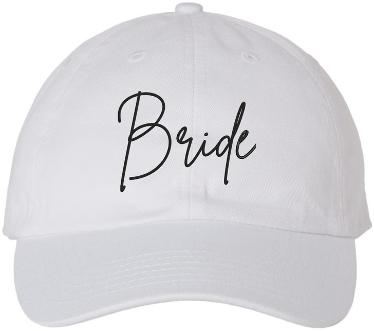 Bride Embroidered Baseball Cap Wedding Bachelorette Party Bridal Shower Gift Adjustable Dad Hat, White