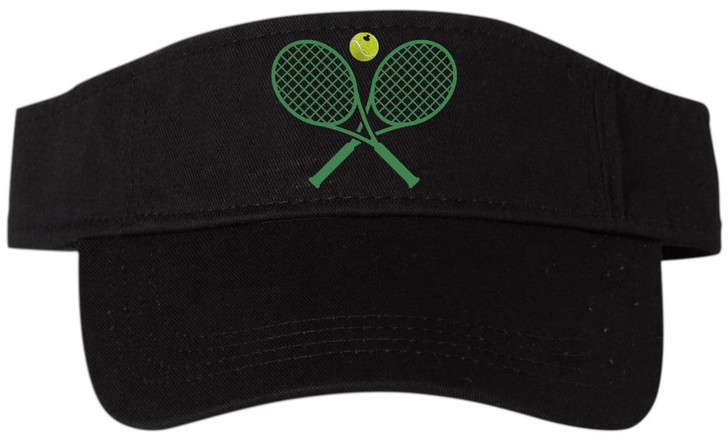 Tennis Racquets & Ball Embroidered Visor | Sports Sun Adjustable Hat for Men & Women