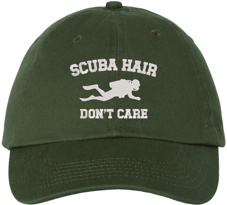 Scuba Hair Don’t Care Embroidered Dad Hat | Funny Diving Scuba Divers & Ocean Lovers Baseball Hat