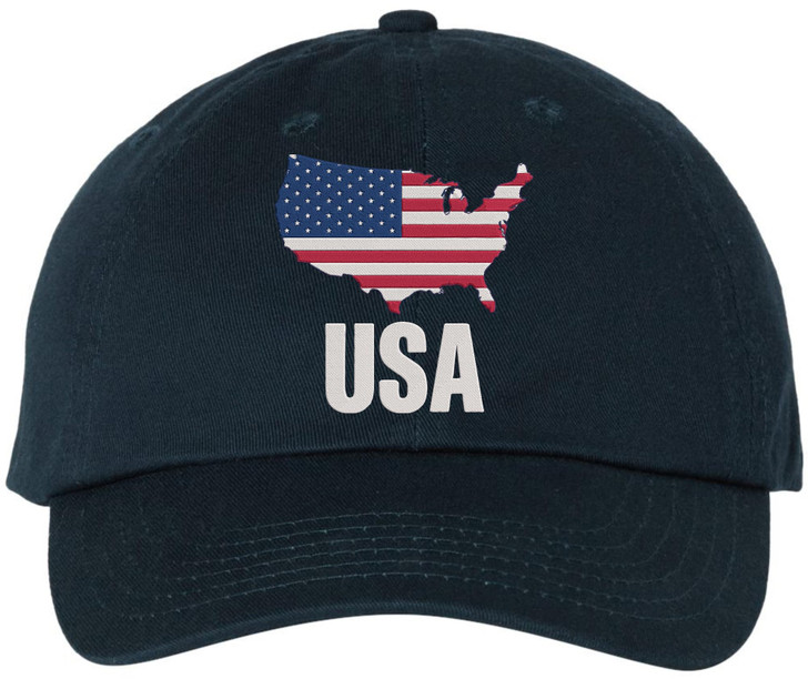 USA Map Flag Embroidered Baseball Cap Patriotic American Pride Adjustable Dad Hat